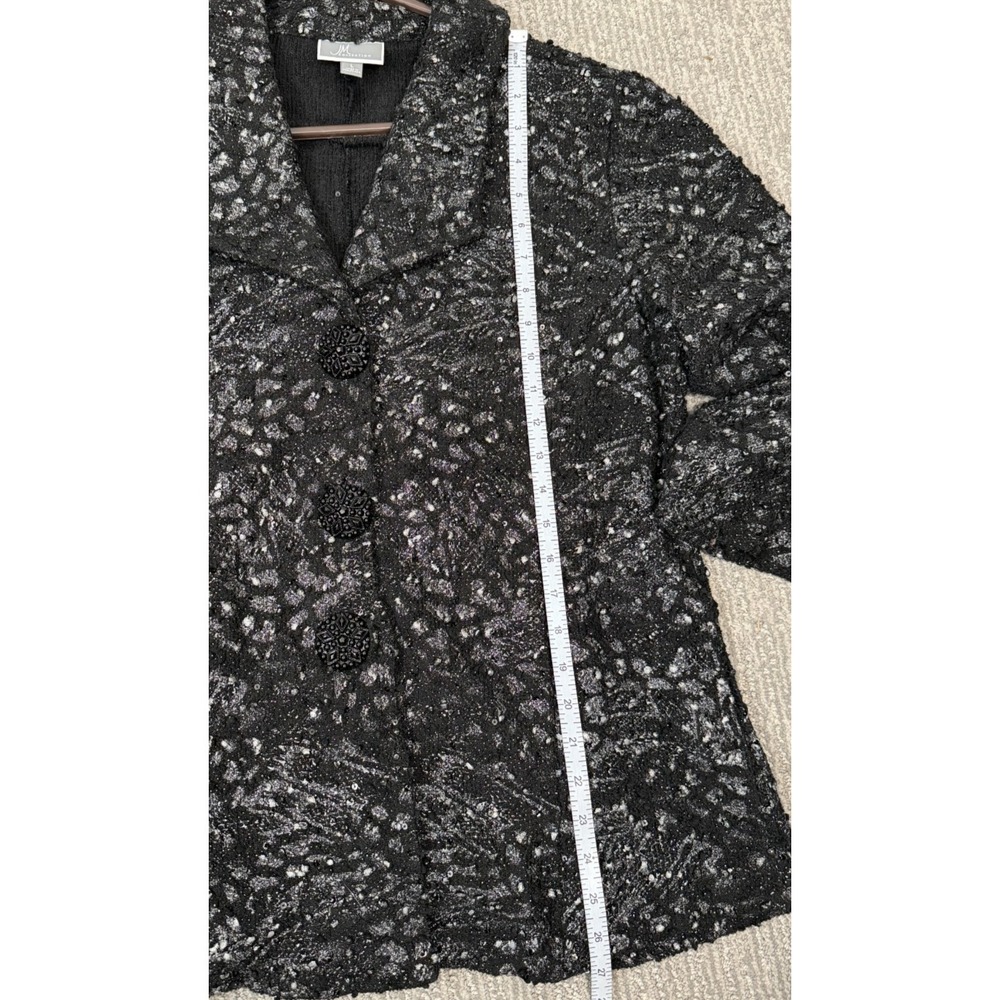 JM Collection Womens Black Textured Jacket Blazer L Buttons Metallic Speckle - Picture 4 of 7
